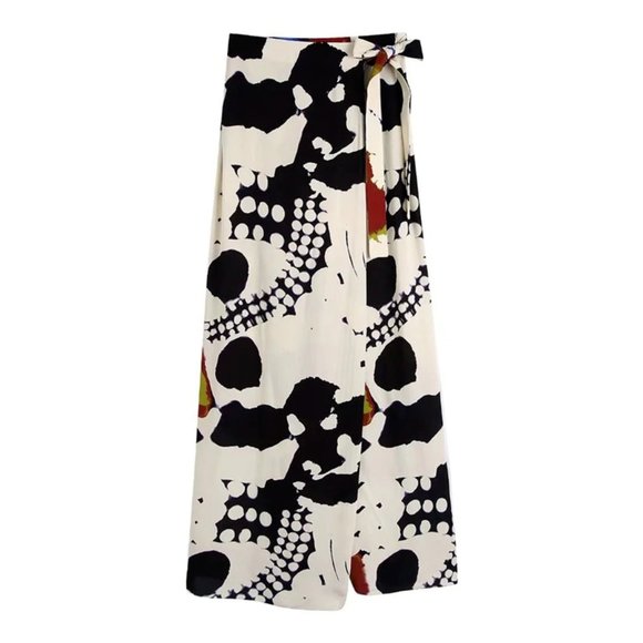 Women Loose Long Sleeve Shirt and Wrapping Print Pants - Picture 3 of 8